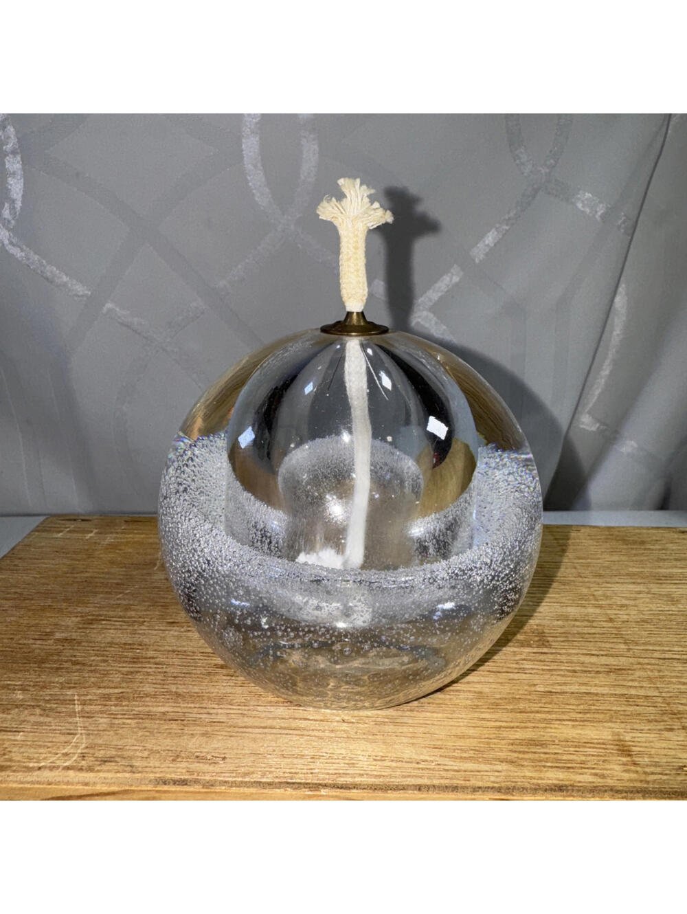 Handmade In Poland clear sphere oil burning art glass Unused !!
